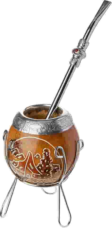 Conjunto Cuia E Bomba Para Chimarrão Com Tripé De Porongo Cavalo