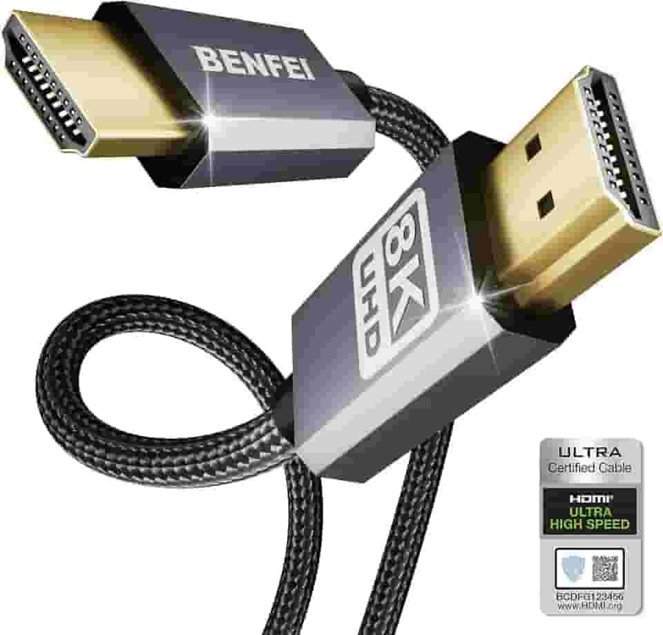 BENFEI Cabo HDMI para HDMI 8K, cabo HDMI de alta velocidade certificado 4K @240Hz, 8K @60Hz, HDMI 2.1, 1,8 m, 48 Gbps, revestimento de alumínio, nylon trançado