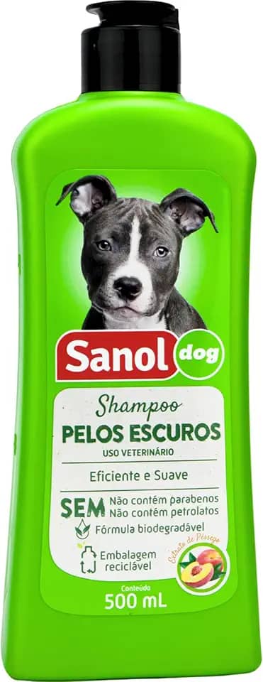 Sanol Dog Shampoo De Pêlos Para Cães E Gatos Escuros 500 Ml Verde