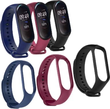 Kit 3 Pulseiras MI Band 3 e 4 Cores Preto Azul e Vinho Marsala Silicone Bracelete Com Pino Resistente Prova DÁgua