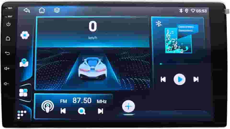 CENTRAL MULTIMÍDIA ANDROID 13, OCTA-CORE, 6/128GB, TELA QLED 9' FULL TOUCH, SLIM, USB, SD, AUX, BLUETOOTH, ESPELHA ANDROID E IOS, CARPLAY E ANDROID AUTO COM OU SEM FIO