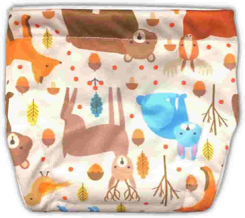 Fralda de Pano Ecológica AURORINHA SUSTENTÁVEL Pocket Coleção PUL Tamanho Recém-nascido 2,5kg/7kg (Bixos Fundo Bege)