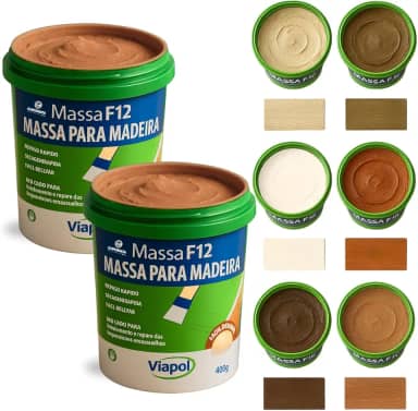 KIT 2 Massa F12 De Calafetar E Correção Madeira 400g - Cores (MOGNO)