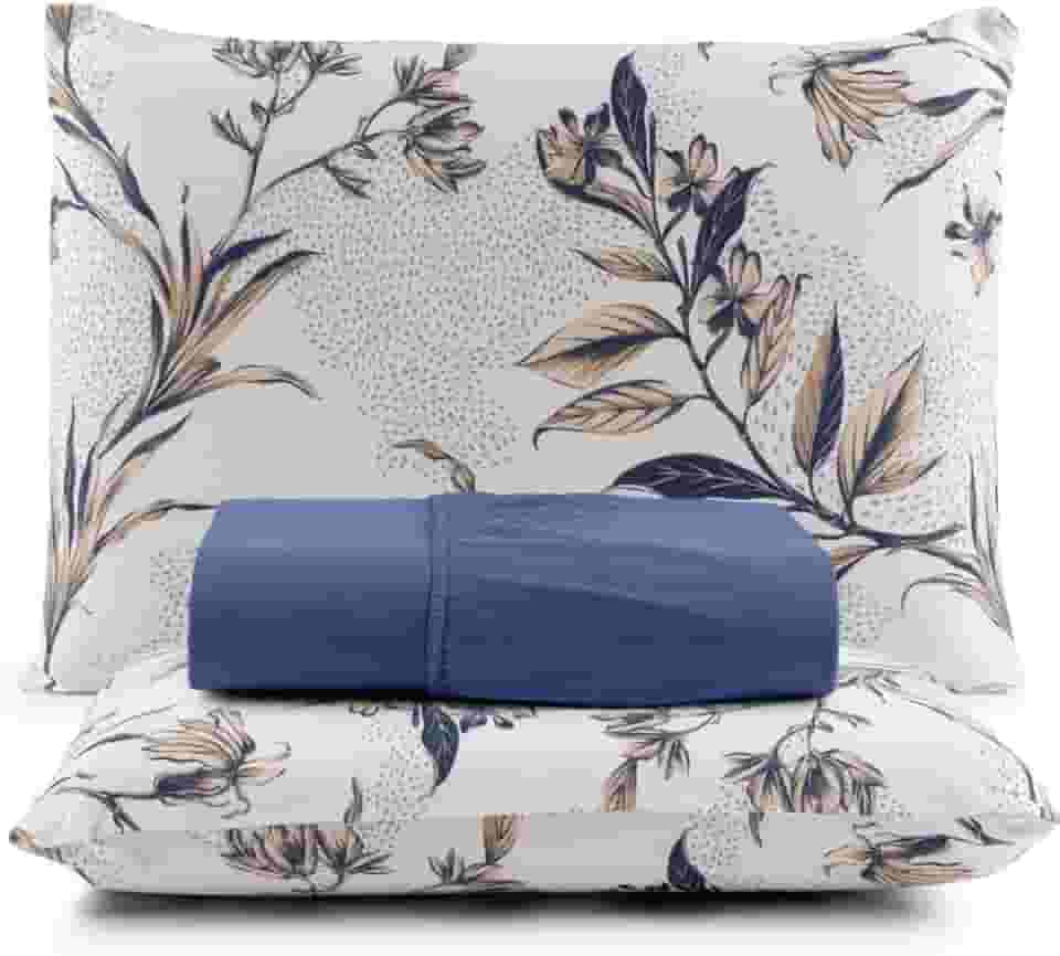Jogo De Cama 100% Algodão Queen 3 Peças Estampado Liso (Azul Royal)