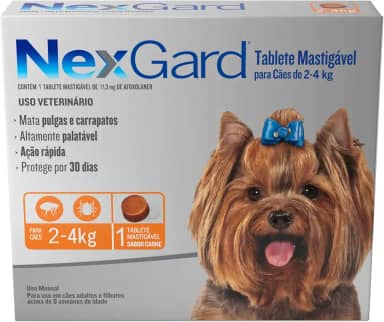 NexGard Antipulgas e Carrapatos para Cães de 2 a 4kg, 1 tablete