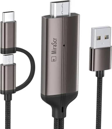 Cabo HDMI 2 em 1 USB C Tipo C/Micro USB Android Telefone para TV, adaptador MHL para HDMI 1080p HD HDTV cabo de espelhamento e carregamento para todos os smartphones Android, tablets para TV/projetor/monitor, 2 metros