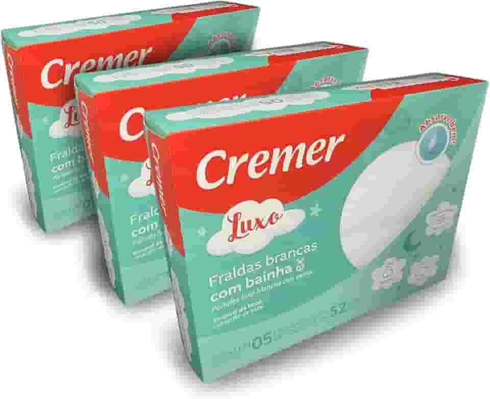 Fralda de Pano Com Bainha Dupla Camada Cremer Luxo 15 Unidades (3 Pacotes com 5 Unidades)
