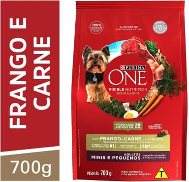 Ração Cães Adultos Pequenos PURINA ONE Frango e Carne 700g