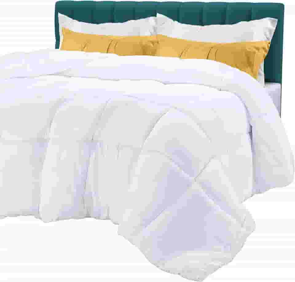 Utopia Bedding Edredom alternativo de plumas (king, branco) – Edredom para todas as estações – Enchimento de edredom de fibra siliconada de pelúcia – Costurado em caixa