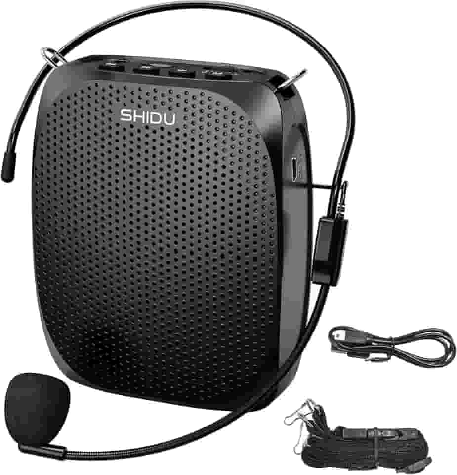 SHIDU Amplificador de voz portátil microfone pessoal fone de ouvido para falar sistema mini PA recarregável para professores guias turísticos treinadores sala de aula canto yoga fitness instrutores