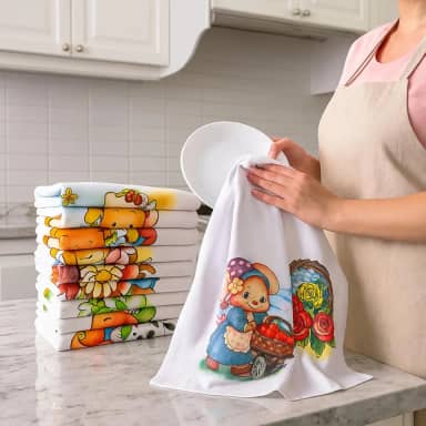 Kit 7 Panos De Prato 100% Algodão Pé de Galinha legitimo - Pano De Copa Alta Absorção - Pano de Cozinha grande - Pano sortido Secagem rápida - coloridos com bainha 4 lados