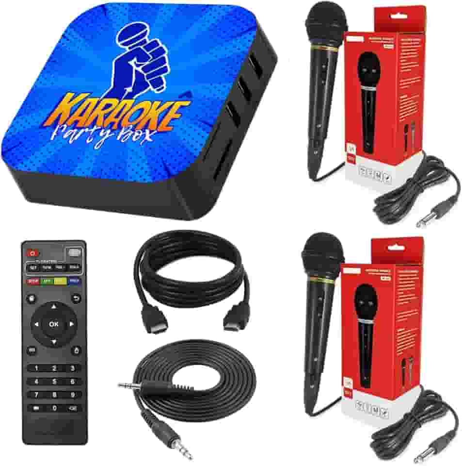 Karaoke Party Box Profissional Azul +2 Microfones +de 2000 Músicas Com Pontuação E Lista De Espera ORIGINAL NOVO