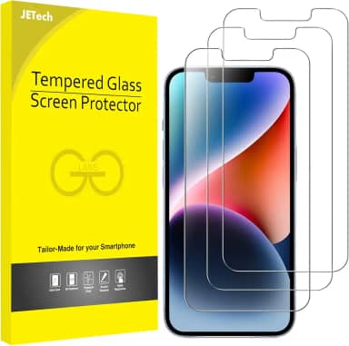 JETech Película de Vidro Temperado para iPhone 16e 2025, iPhone 14 6,1 Polegadas, Protetor de Tela, HD Transparente, Pacote com 3