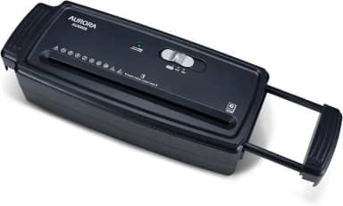Aurora Triturador de Papel Cortado em Tiras de 6 Folhas/Cartão de Crédito, Portátil com Braço Extensível, Preto