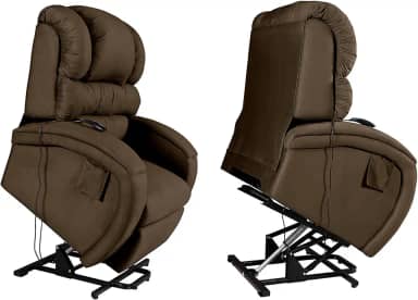 Poltrona Reclinável Lift Imperial Suede Marrom Motorizada Idosos e Pós-Cirúrgico