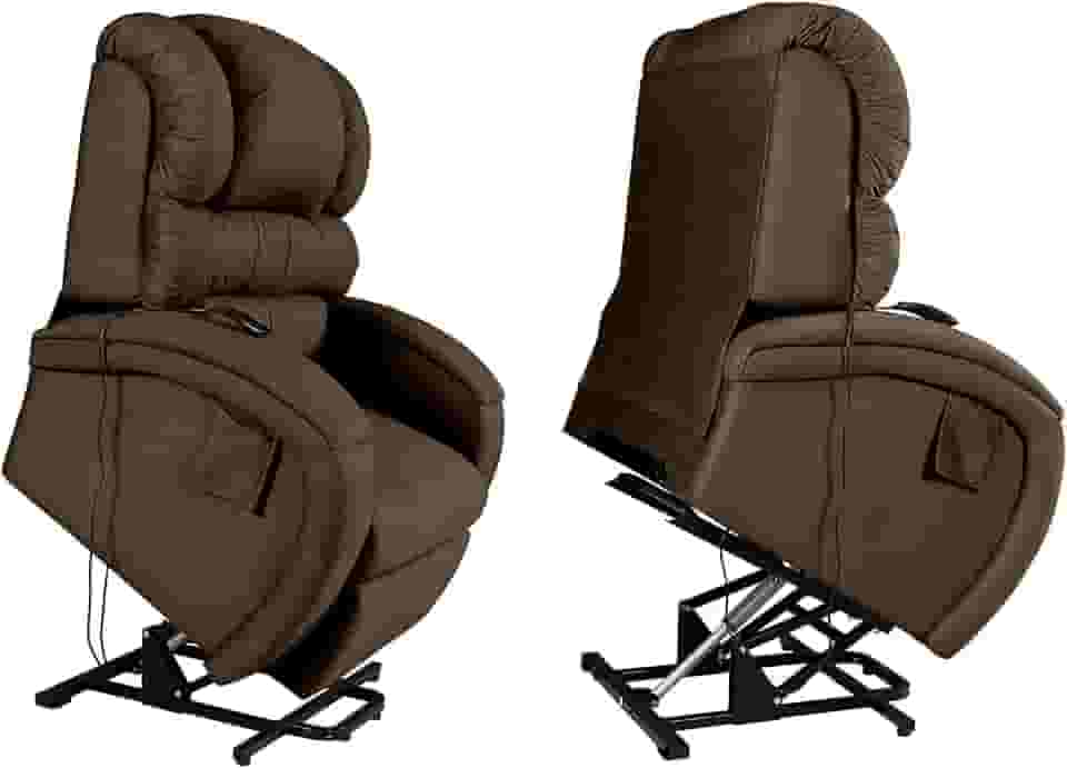 Poltrona Reclinável Lift Imperial Suede Marrom Motorizada Idosos e Pós-Cirúrgico