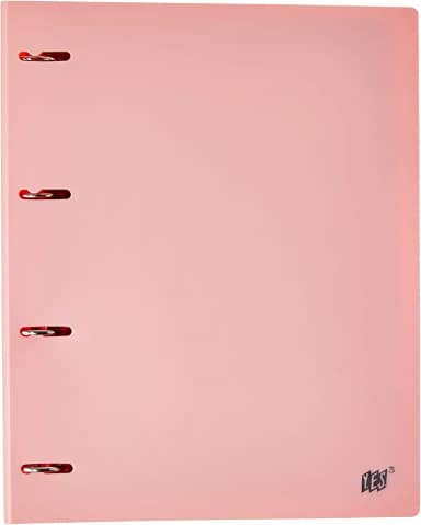 Fichário 4 Argolas A4, YES, R4EABCROS, Tons Pastel, com 96 Folhas e 5 Divisórias, Rosa