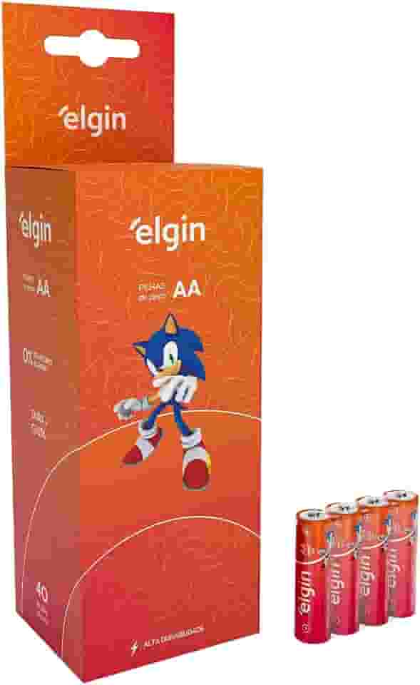Caixa de Pilha AA com 40 unidades Elgin Palito - Tubo, Zinco