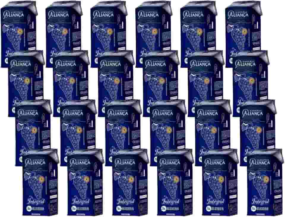 100% Suco Integral De Uva Tinto Sem Adição Açúcar - Fardo Com 24 Und 200ml Caixinha Canudinho Lanche Merenda Escolar - Aliança