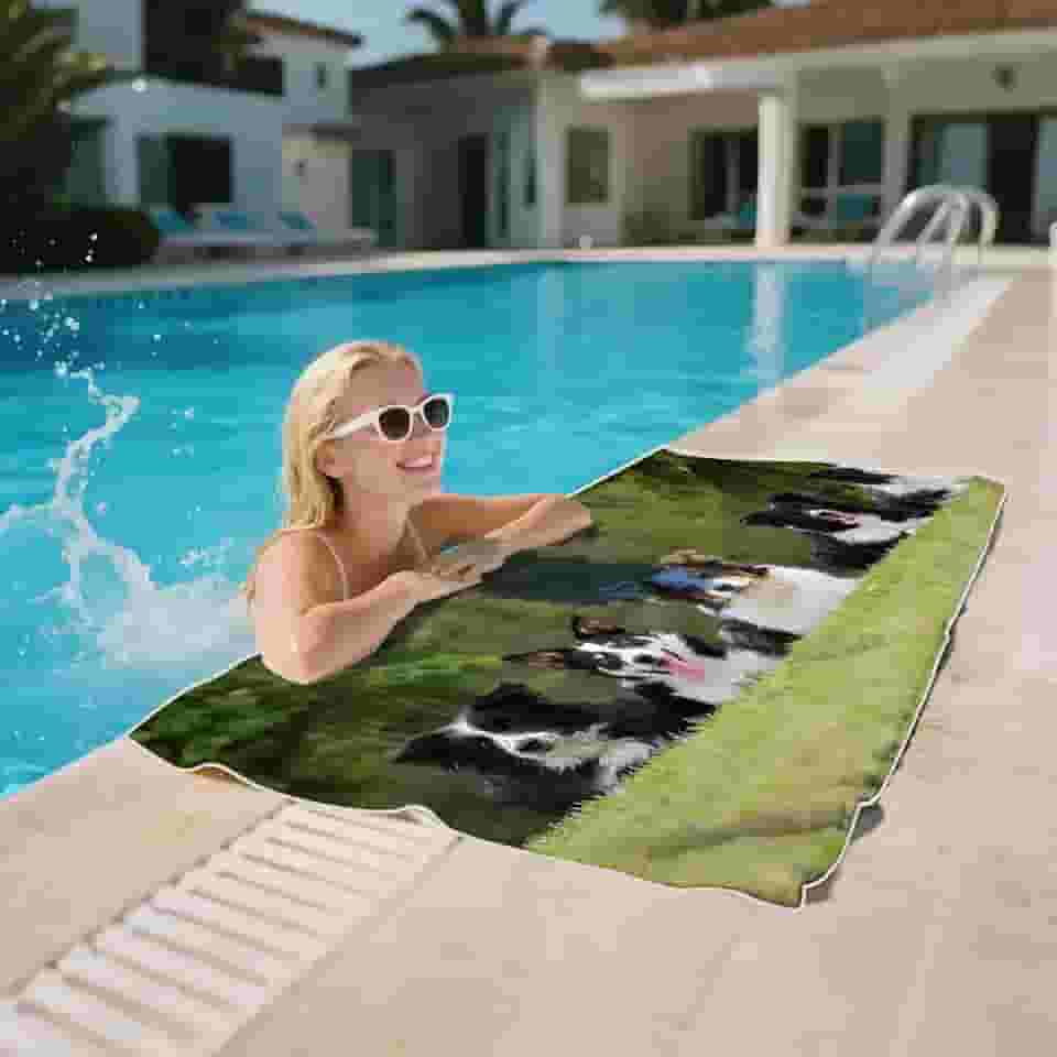 Toalha de praia ondulada abstrata de microfibra de secagem rápida sem areia grande leve para piscina, praia e férias