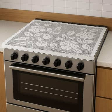 Capa Para Tampa De Fogão 6 Bocas De Renda Branco 58x80cm