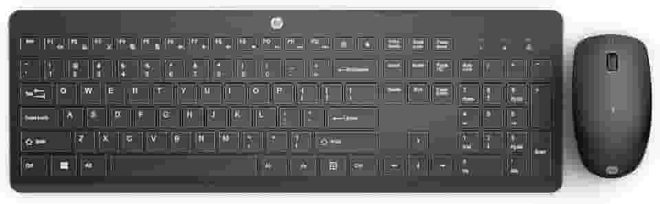 Combo de Teclado e Mouse Ergonômico Sem Fio HP 230 - com Dongle USB Wireless, Digitação Silenciosa, Design Elegante, Até 12 Meses de Bateria, Layout BR, Preto (18H24AA#AC4)