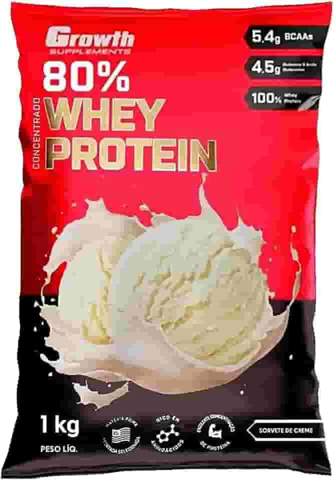 Whey Protein Concentrado 80% Growth Supplements (1KG) - Sorvete de Creme