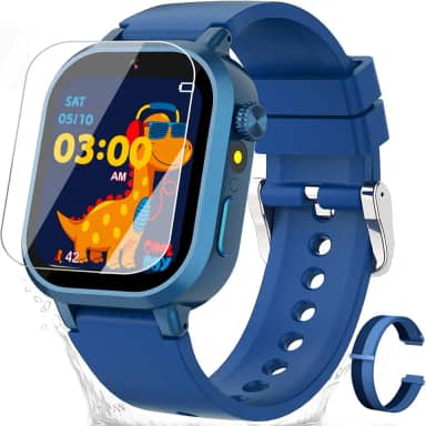 Relógio inteligente para crianças, jogos, câmera dupla, lanterna de reprodutor de música, despertador, tela sensível ao toque, presente para crianças de 3 a 12 anos (azul)