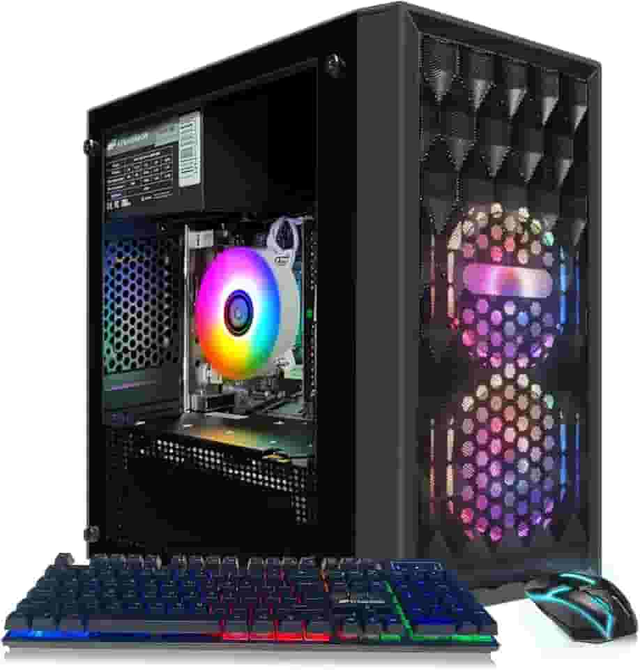 STGAubron Computador desktop para jogos, Intel Core i7 8ª geração até 4,1GHz, Radeon RX 590 8G, 16G DDR4, 512G SSD, WiFi 6 e BT 5.2, ventilador RGB x2, Windows 11 Home