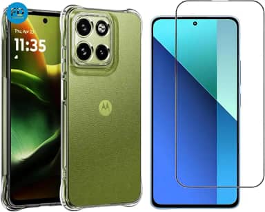 Kit Capa Capinha Anti-Impacto Premium Transparente + Película de Cerâmica 9D para Motorola Moto G75.