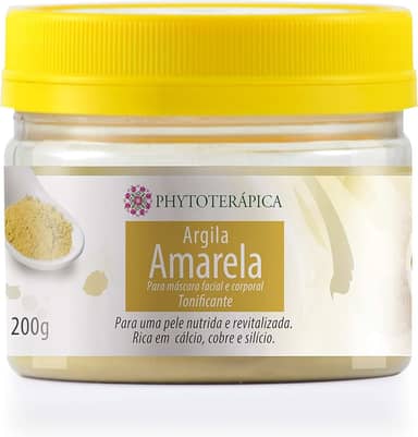 PHYTOTERAPICA- Argila Amarela -Aromaterapia -Máscara facial e corporal -Para pele nutrida e revitalizada, elimina resíduos, previne o envelhecimento precoce e auxilia na remoção de mancha solar - 200g