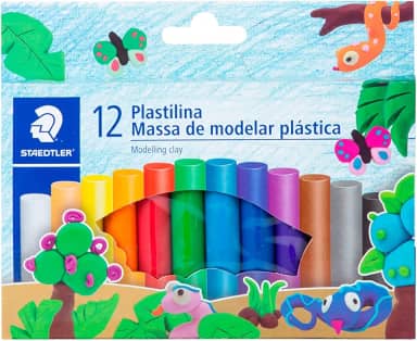 STAEDTLER Massa de Modelar 12 Cores - 8429 C12 PE - Macia, Misturável, Não Mancha e Não Gruda – Fácil de Limpar, Ideal para Crianças e Atividades Criativas