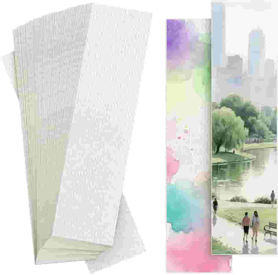 VOKOY 100 peças de marcadores em branco de papel aquarela de algodão, 63,5 kg, cartões de papel de aquarela pesados, marcadores de livro faça-você-mesmo para projetos de arte, etiquetas de presentes