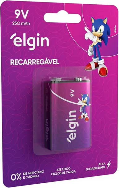 Bateria Recarregável 250mAh Elgin com 1 unidade 9V Pilha