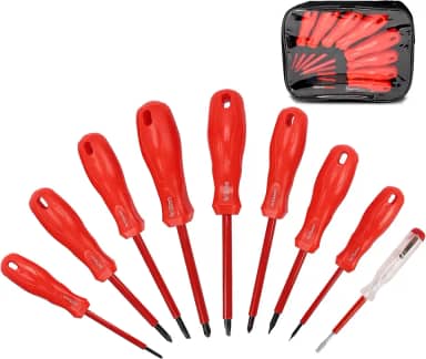 Chave de Fenda Isolada Conjunto de 9 Peças, Suportar 1000V Chave de Fenda Isolada, Chave de Fenda Isolada com Entalhe Reto E Cruz, Chave de Fenda Isolada Por Sucção Magnética, Caneta com Voltagem