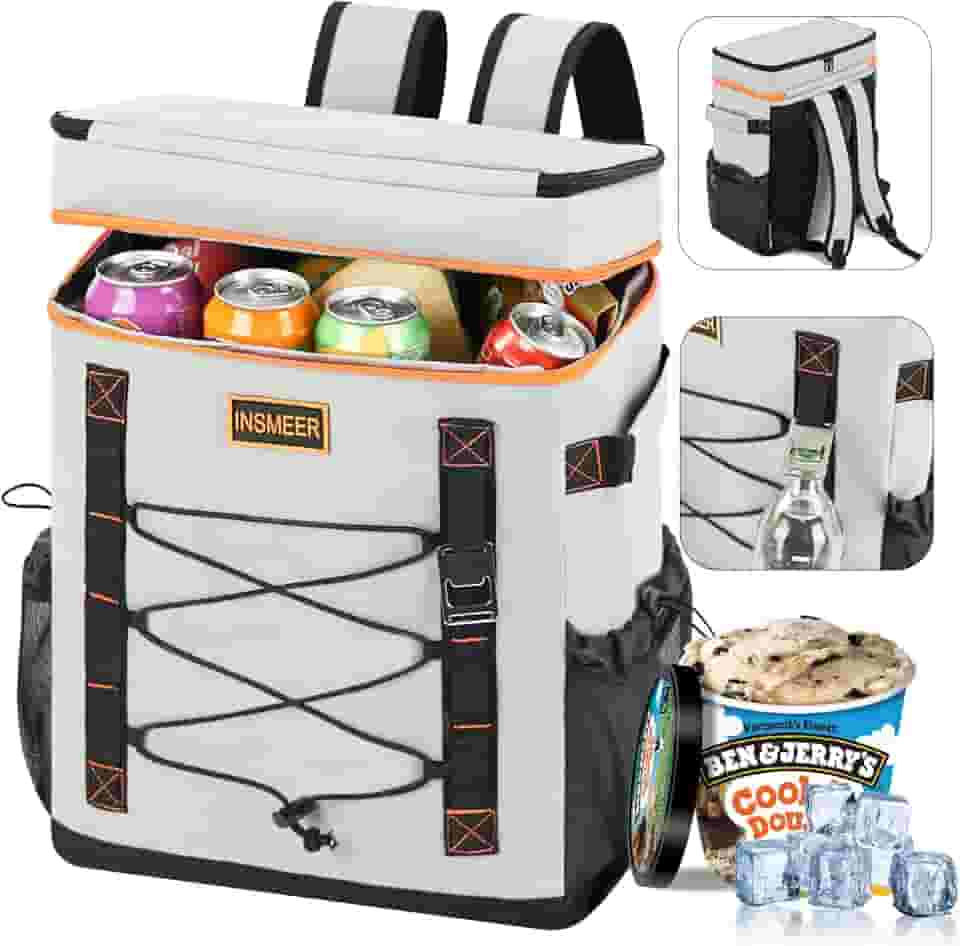 INSMEER Mochila Termica, 50 Latas Bolsa Termica Isotérmico Grande Caixa Termca Cooler Sacola Para acampamento, Mochila para Feminina Masculino Praia