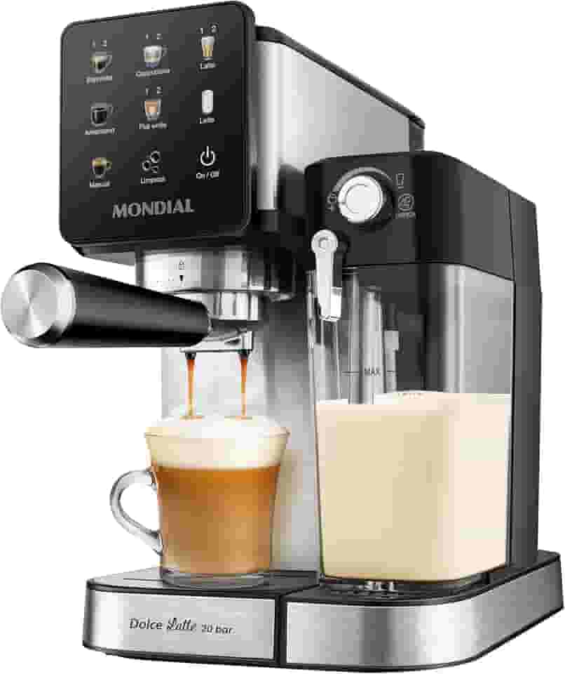 Cafeteira Espresso Dolce Latte 20 Bar, Mondial, Preto/Inox, 1250W, 127V - C-28-ECL