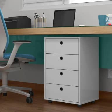 Gaveteiro de Mesa de Cabeceira Classic Gaveteiro Organizador Escritório Home Office Quarto Decoração Com 4 Gavetas (BRANCO)