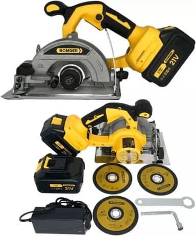 Serra Circular Portátil 21V, 3 Velocidades, Ângulo Ajustável, 2 Baterias, 3 Lâminas – Alta Precisão e Versatilidade