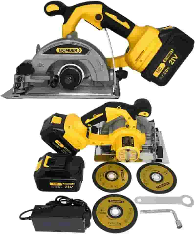 Serra Circular Portátil 21V, 3 Velocidades, Ângulo Ajustável, 2 Baterias, 3 Lâminas – Alta Precisão e Versatilidade