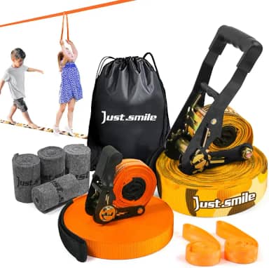 Slackline Kit Slakcline mais longo de 19,8 m com protetores de árvores, treinador de braço e bolsa de transporte, linhas de folga para quintal para crianças e adultos