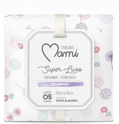 Papi Textil Fralda Super Luxo Mami C/ Bainha Estampada 70Cm X 70Cm Contem 05 Un