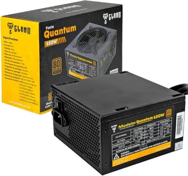 Fonte 650W PFC Ativo 80 Plus Bronze ATX Ventoinha 12cm 140x150x86mm Clanm Gamer Quantum