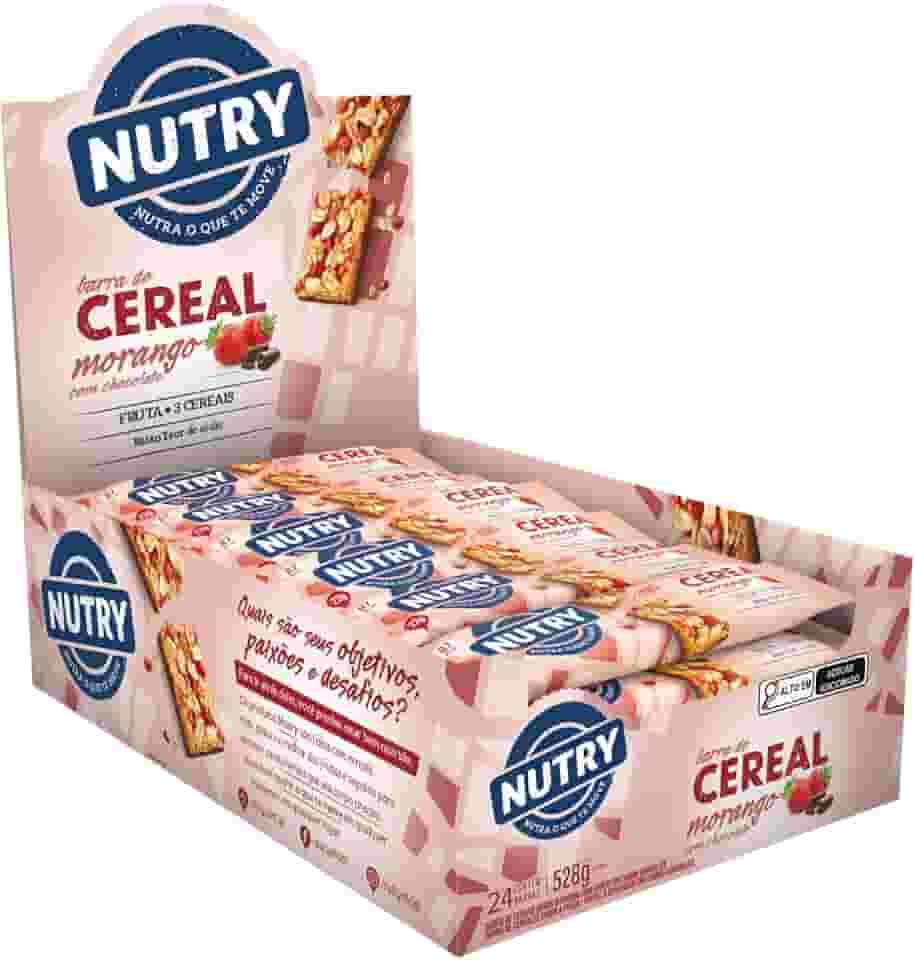 Nutry Display Barra De Cereal Morango Com Chocolate - 22G - Display 24 Unidades