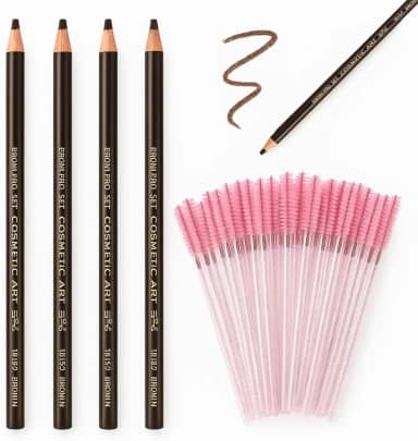 4 Lápis Dermatográficos Para Design de Sobrancelhas Marcação com 50 Escovinhas