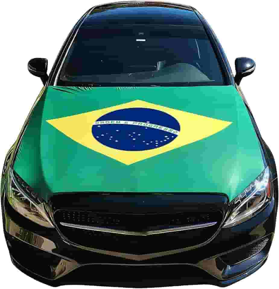 Capa de capô de carro para bandeira nacional do Brasil - veículos da Copa do Mundo Acessórios para decoração de acessórios para cupê, salão, SUV, MPV, 1,2 m x 1,5 m