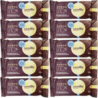 Kit 10 Unidades de Chocolate 70% Cacau Zero Açúcar Zero Lactose de 20g cada - Laciella