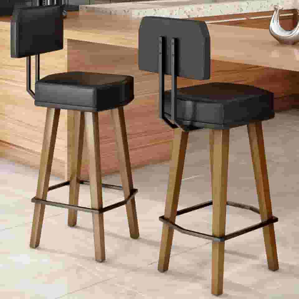 Kit 2 Banquetas Alta para Balcão Bancada área Gourmet Cozinha Industrial (80cm do Assento ao chão, Preto)