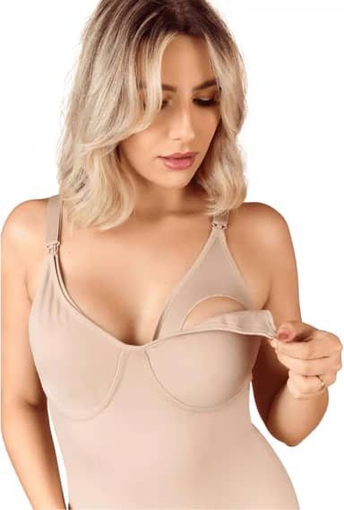 Body Modelador de Amamentação Pós-Parto Cirúrgico Sem Bojo