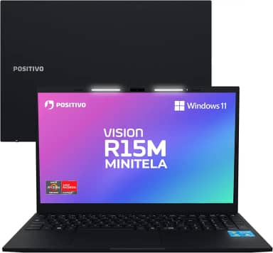 Notebook Positivo Vision R15M AMD Ryzen 7-5825U Linux 16GB RAM 512GB SSD Wi-Fi 6 Tela 15' Full HD IPS Antirreflexo - Minitela - Permite upgrade de memória RAM e SSD - Preto